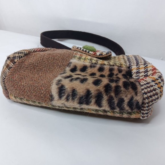 Range of Emotion Jeanea Michelle Purse Dont Forget Your Coat Brown Patches Wool - Picture 5 of 16